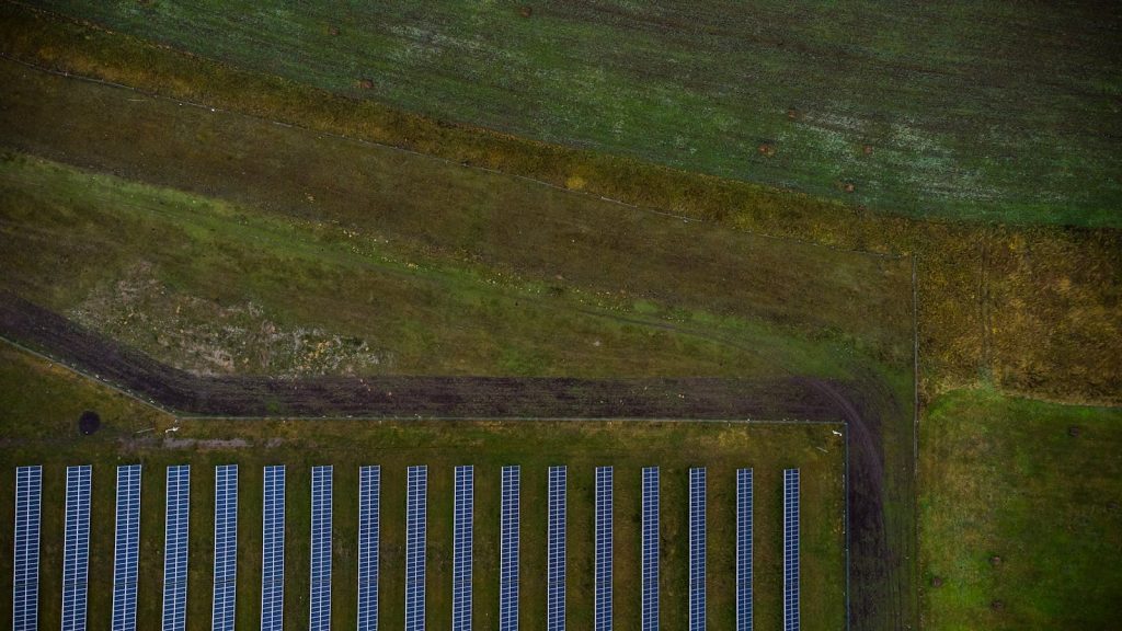 Aerial Shot of Solar Panels on Farm